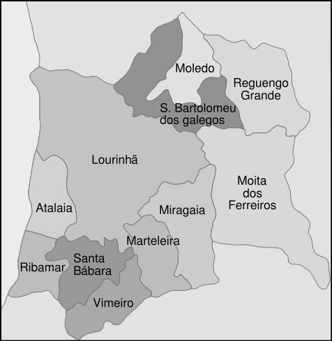 Figura 3 Freguesias da Lourinhã (anteriores a 2013) As populações residentes em cada uma das freguesias segundo os CENSOS de 2011 são as indicadas na Tabela 2.