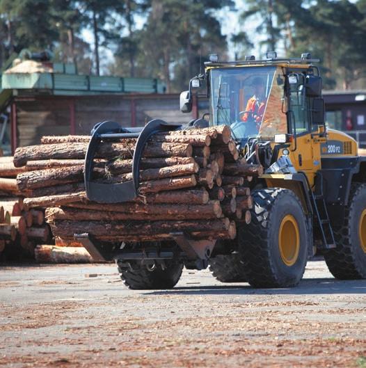 Soluções adequadas Departamento de equipamento de trabalho As pás carregadoras de rodas Komatsu combinadas com uma vasta gama de acessórios originais Komatsu fornecem a solução perfeita para qualquer