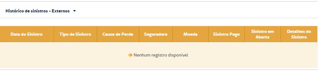 Ao clicar no botão cosseguro, são exibidas informações referentes ao contrato de