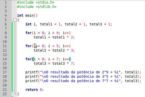 Exemplo Cálculo de Potência Faça um programa que imprima na tela, o resultado dos seguintes cálculos 2^9, 3^5