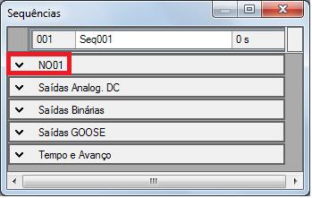 Figura 14 Clique na opção N01 destacado em vermelho da figura anterior e maximize o tamanho da janela para facilitar a visualização. Mude o nome Seq. 001 para COMTRADE_01.