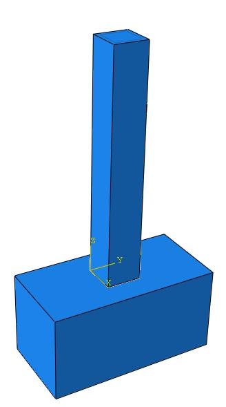 Figura 3.2 Geometria do pilar inicial, do bloco de suporte e das armaduras longitudinal e transversal do elemento inicial Tabela 3.