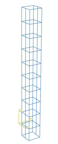 , 2001) Características da seção transversal Secção transversal do pilar 0,20 x 0,20 m 2 Armadura longitudinal do modelo Armadura transversal do modelo Recobrimento do modelo à cinta Espessura do