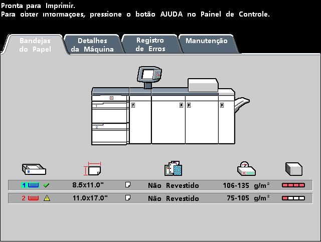 DocuColor 7002/8002 Modo de Recursos Use os procedimentos a seguir para alterar a tela padrão inicial. 1. Toque no botão Tela Inicial da tela Padrões da Máquina 1. A tela Tela Inicial é exibida.