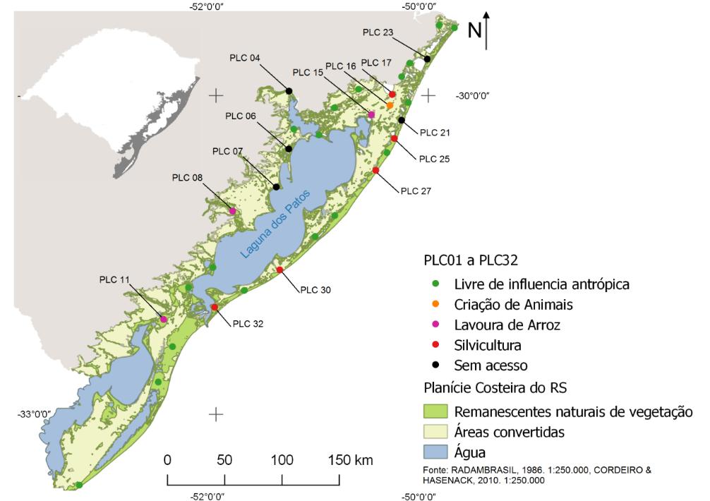 à inundação do terreno não identificada na etapa de seleção prévia, a qual impediu o acesso aos pontos de investigação (Figura 3). Figura 3. Mapa de localização dos pontos sob influência antrópica.