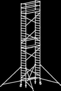 OMPOSÇÕES DOS ANDAMES SEM-PROFSSONAS 4100 - Torre Rolante de Largura Simples 0,75 x 1,85 m omposições Altura da plataforma (m) 2,20 4,20 6,20 8,20 Altura de trabalho (m) 4,20 6,20 8,20 10,20 Bastidor
