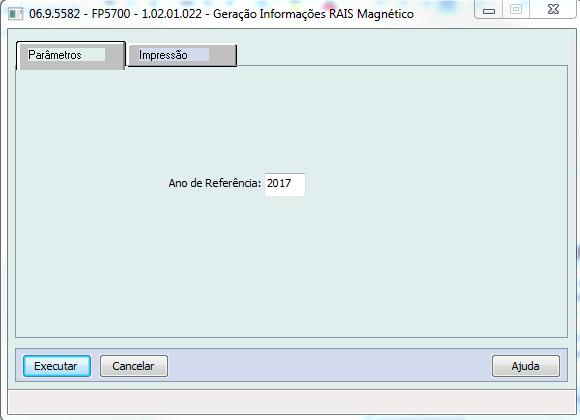 CAPÍTULO 3 Processo RAIS Preparação Informações Geração RAIS 49 Função Geração Informações RAIS Magnético (FP5700) Efetua a geração das informações da RAIS contidas no Banco de Dados do sistema para