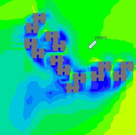 Os apartamentos localizados a barlavento tornam-se beneficiados em relação ao aproveitamento dos fluxos de ar, apresentando uma distribuição satisfatória da ventilação nos ambientes internos,