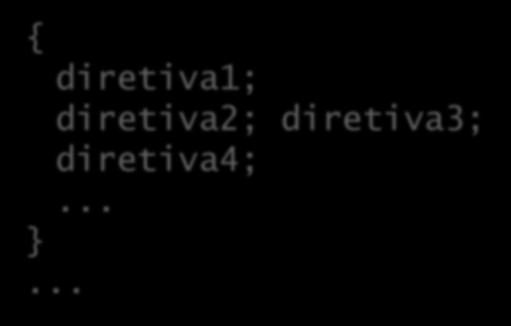 Conceitos básicos: blocos Diretivas podem ser dispostas em blocos; Um bloco recebe o mesmo tratamento de uma diretiva