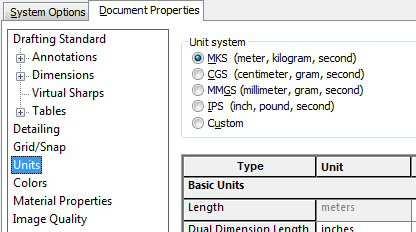 Aparece a caixa de diálogo Document Properties. 3. Clicar em Units. 4.