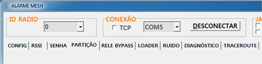 A figura 16 mostra a configuração dessa conta default na aba PARTICAO.