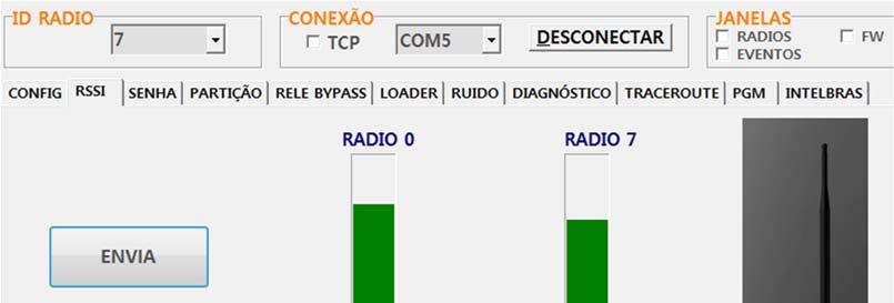 2.1 Comando de teste RSSI O comando de RSSI mostra a intensidade de sinal em dbm percebidos entre o rádio ALARME e o rádio que o precede na comunicação.