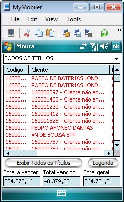 3.3) Títulos em Abertos/ Vencidos Nesta pasta serão mostradas todas as pendências de todos os clientes (títulos vencidos e em aberto).