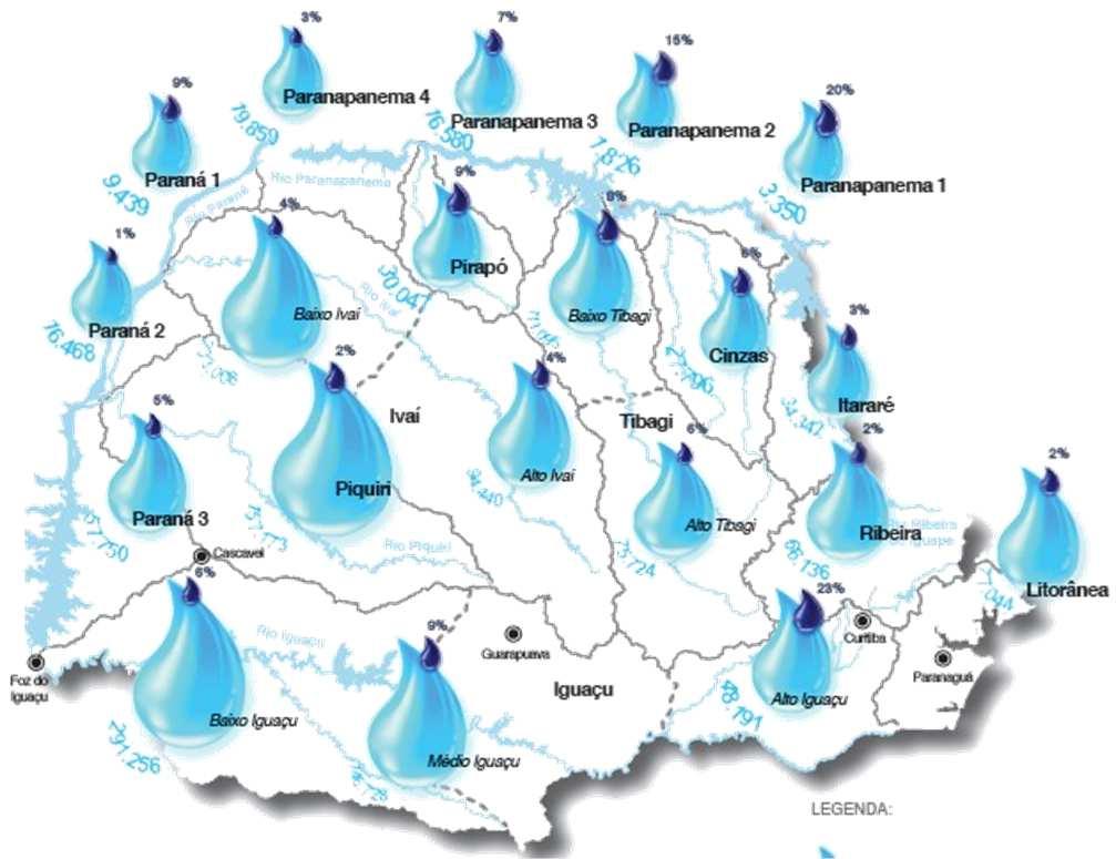 hídrica superficial por bacia hidrográfica (L s) Demanda hídrica em relação à disponibilidade por bacia