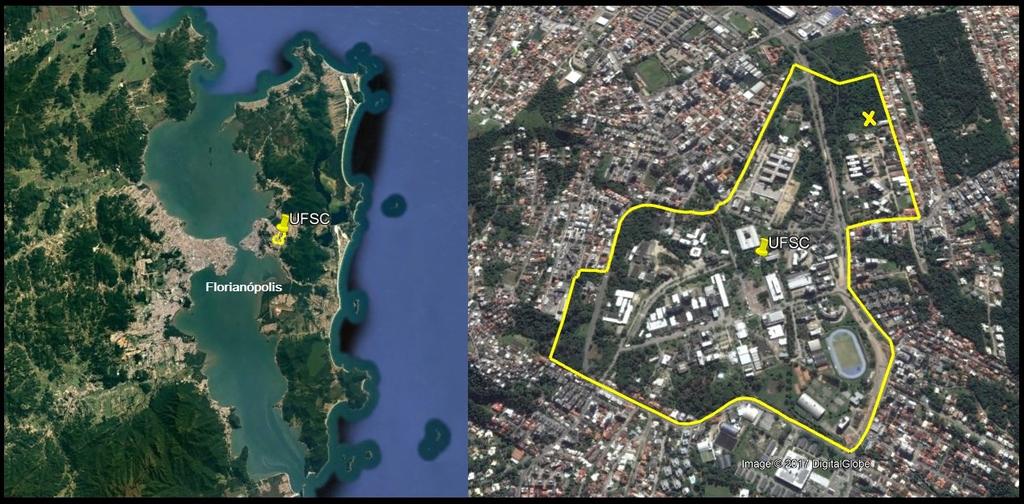 18 Figura 2: Localização da Ilha de Santa Catarina e do Campus da UFSC (área delimitada em