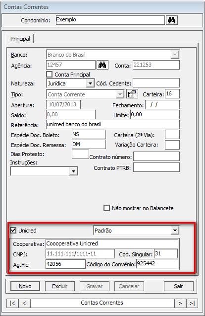 4. Clique em Gravar para armazenar o cadastro da nova conta. Após o cadastro da conta corrente, já é possível gerar os boletos 3.