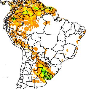 Mapa de precipitação acumulada em 24 horas Precipitação acumulada nas últimas 24 horas, gerada pela composição dos dados medidos nas estações terrestres (PCD e rede Synop) de diversos órgãos, com as