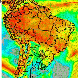 38 40 >40 Mapa de vento médio observado em 24 horas De ontem (21/Jul/2018