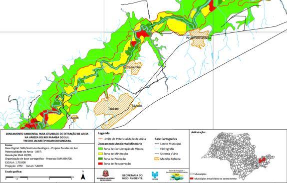 2.3 Terceira Parada Mineração Santa Fé A Resolução SMA nº 28/1999 permite o zoneamento ambiental para mineração de areia para uma área da bacia do Rio Paraíba do Sul compreendida nos municípios de