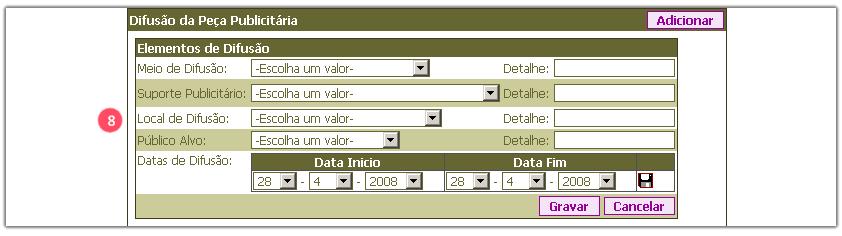 fig. 15 - Área Difusão da Peça Publicitária depois de ser criada a notificação 3.2.10.