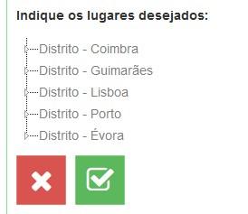 Os botões «Submeter requerimento» e «Imprimir PDF rascunho requerimento» só devem ser premidos após a selecção dos lugares a concurso.