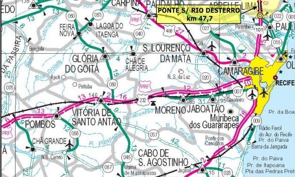 3.2.1 Mapa de Localização A Figura 5 apresenta a localização da ponte onde se percebe que a OAE se encontra próxima ao Oceano Atlântico.