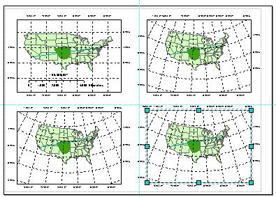 Quarto Passo Calcular a distância e atualizar área projeção Cônica equidistante Clicar sobre a imagem do mapa que está no quarto quadrante, para selecionar esta imagem.