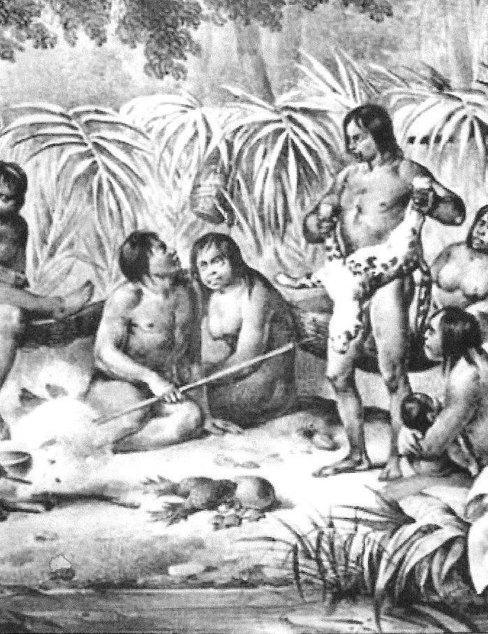 Índios em sua cabana. J. M. Rugendas.