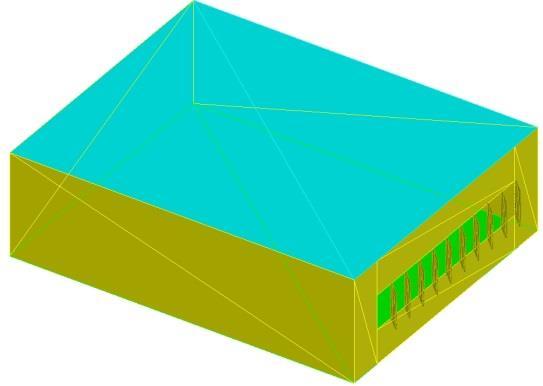 Figura 60: Imagens do Modelo TST1_0-1 com desenho em CAD (a), Planta Perspectivada Fracionada (b), Vista Perspectivada Fracionada (c) e Vista Perspectivada em Superfícies (d).