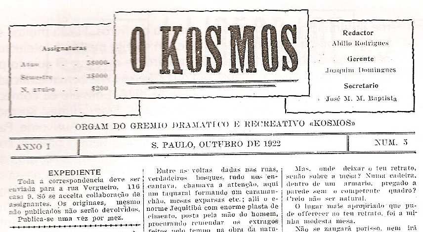 53 Figura 08: Gêneros presos de O Kosmos Fonte: O Kosmos. Ano I, número 3. Agosto de 1922.