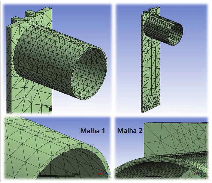 Capítulo 4. Método Numérico 47 4.2.4 Malha do Modelo As malhas (conjunto de elementos finitos) devem ser feitas o mais homogeneamente possível.