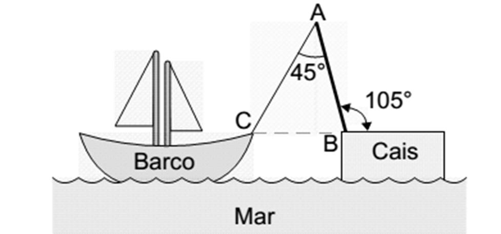 Usando um teodolito (instrumento de precisão para medir ângulos horizontais e ângulos verticais, muito empregrado em trabalhos topográficos), o topógrafo observou que os ângulos B ĈA e C ÂB mediram,