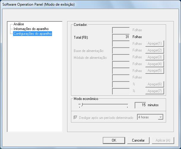 Capítulo 7 Configurando o [Modo de exibição] Configure o Software Operation Panel para [Modo de exibição] através do seguinte procedimento: 1 Configure a senha.