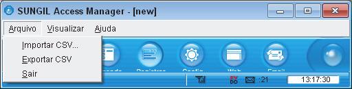Informações Adicionais Informações Adicionais 29 A. Menu Arquivo 1. Com o menu Importar CSV, você pode importar Agenda para o SAM.