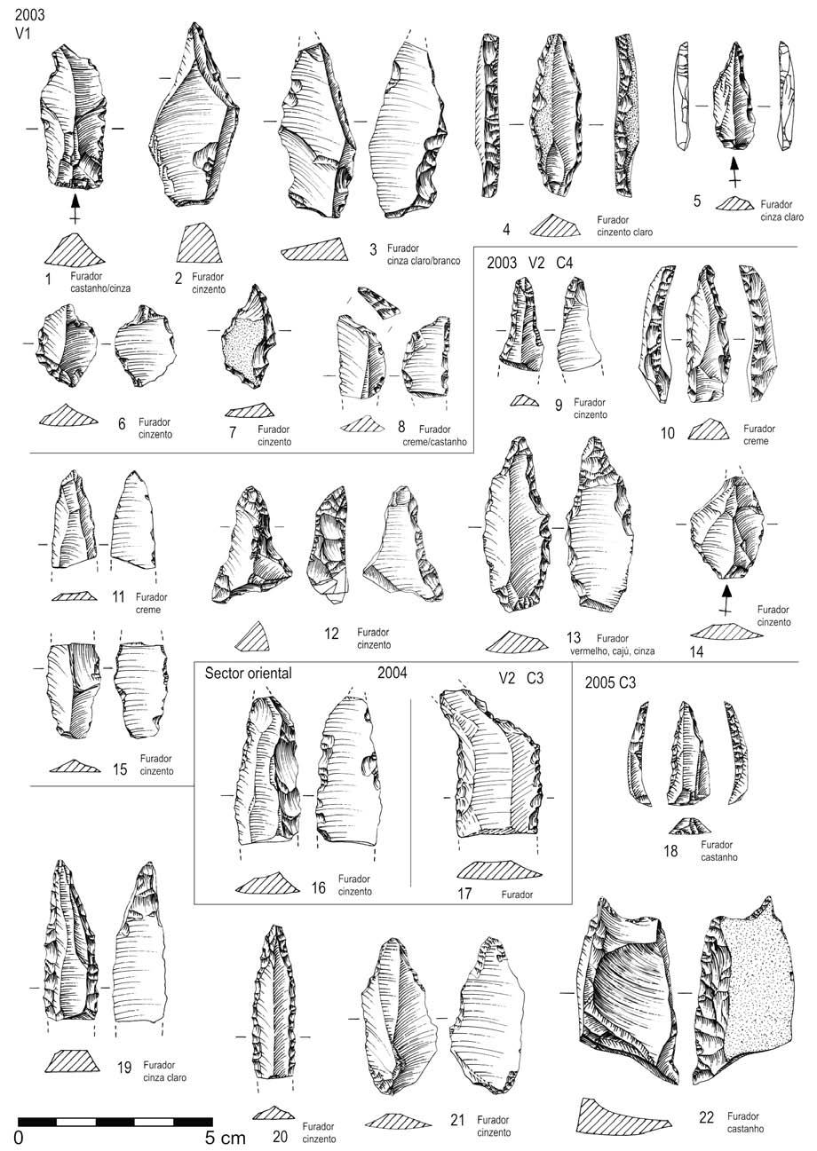 Fig. 52 Carrascal, 2003. Furadores (1 a 15). Carrascal, 2004.