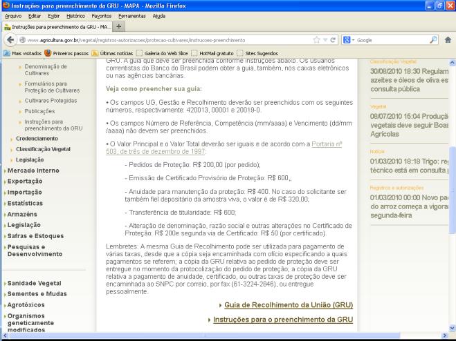 CRIAÇÃO DA GRU FORMULÁRIO DE RELATÓRIO TÉCNICO (SEQUÊNCIA DE PROCEDIMENTOS) Download; Preenchimento; Impressão, rubrica e