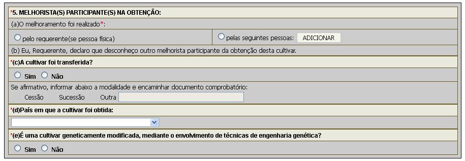 (IDENTIFICAÇÃO DO(S) MELHORISTA(S)) Informar