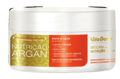 NUTRIÇÃO ARGAN Hidratação, brilho e nutrição. Indicação: Cabelos desvitalizados, que necessitam de nutrição e brilho. Principais ativos: ÓLEO DE ARGAN, KERATRIX 3D.