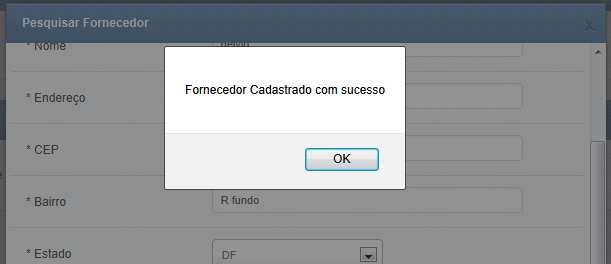 10. Quando acabar de preencher todos os dados do cadastro do fornecedor clique em Salvar.