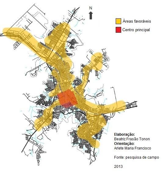 Figura 3: Indicação das áreas possíveis para a implantação.