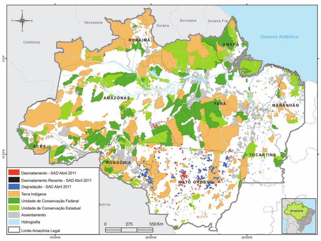 2011 EXAME NACIONAL DE DESEMPENHO DOS ESTUDANTES QUESTÃO 5 Desmatamento na Amazônia Legal. Disponível em: <www.imazon.org.br/mapas/desmatamento-mensal-2011>. Acesso em: 20 ago. 2011.