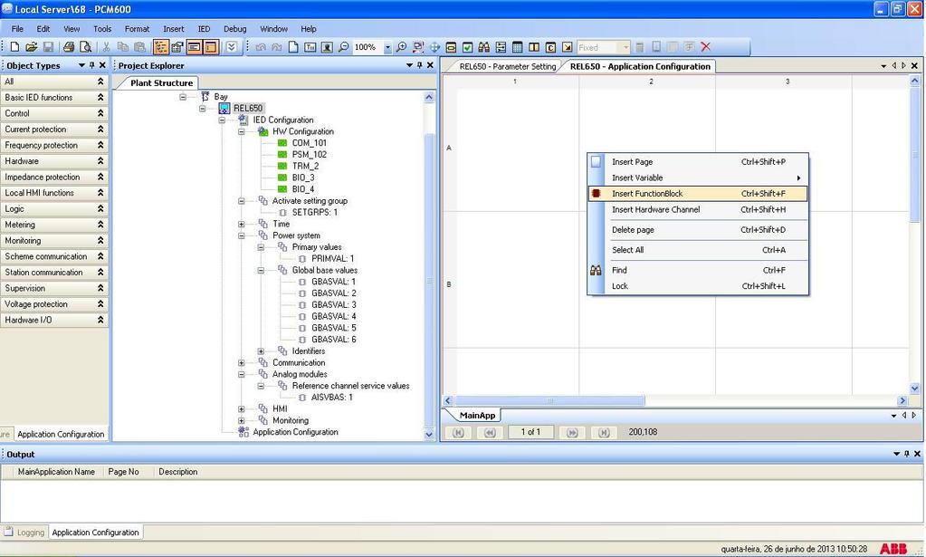 2.8 Application Configuration INSTRUMENTOS PARA TESTES ELÉTRICOS Selecione a opção Application Configuration, clique com o botão direito e escolha novamente Application