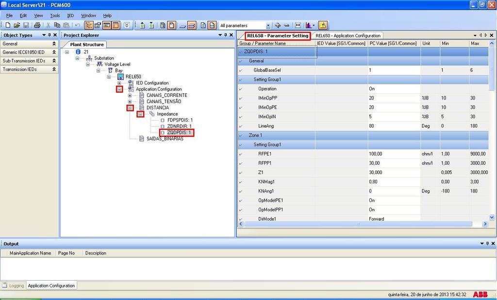 3. Parametrização do relé ABB REL650 3.