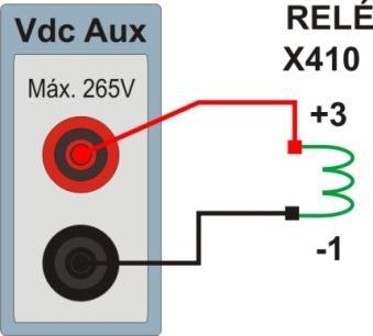 Sequencia para testes do relé REL650 no software PSB_OoS 1. Conexão do relé ao CE-600X No apêndice A-1 mostram-se as designações dos terminais do relé. 1.1 Fonte Auxiliar Ligue o positivo (borne vermelho) da Fonte Aux.