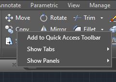 deve se clicar com o mouse direito (CBD) sobre o icon e clicar na opção Add to Quick Acess Toolbar Capítulo II: Interface do AutoCAD 10 Figura 2.