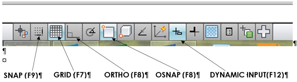 Capítulo II: Interface do AutoCAD 24 1.7. Alguns Elementos que permitem executar o desenho com mais precisão SNAP Activa-se e desativa-se clicando no icon ou teclando ou teclando F9.