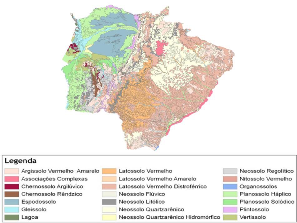 Relação Solo x Relevo Solos não hidromórficos: como regra geral, no relevo plano ou suavemente ondulado ocorrem Latossolos, Neossolos Quartzarênicos, Plintossolos; Solos hidromórficos: no relevo