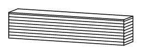 Madeira Laminada e Colada Seções retangulares convencionais, de comprimentos variáveis, compostas por lâminas de espessura média (aprox.