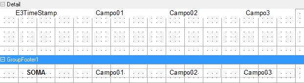 3. No primeiro campo de dados, configure a propriedade DataField como Campo01 ; no segundo campo de dados, configure esta propriedade como Campo02 ; e no terceiro campo de dados, configure esta