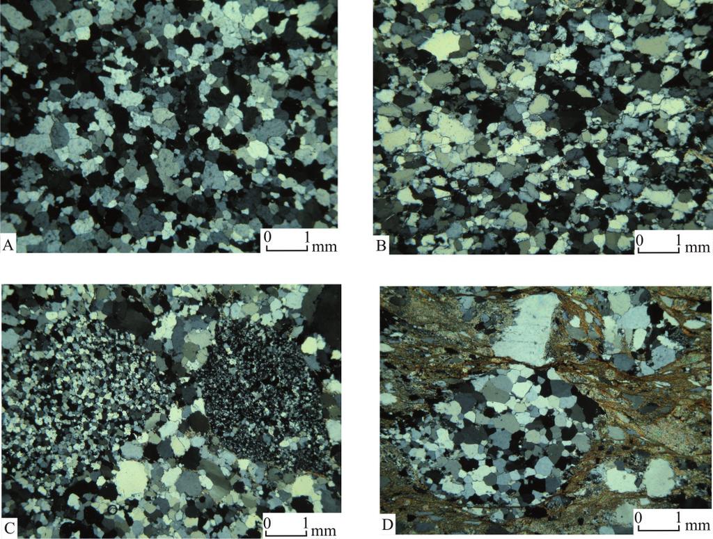 Contexto Geomorfológico de Ocorrência de Cavidades em Quartzito na Região Sudeste de Diamantina/MG Figura 5 - Caracterização microscópica das rochas da área de estudo.
